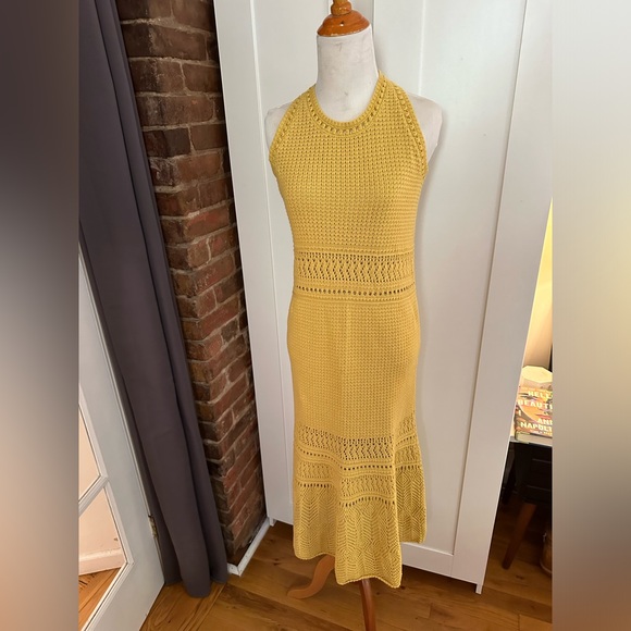 Vanessa Bruno Taki midi crochet dress in yellow - size medium. - Picture 2 of 9